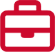 A red and black icon of a briefcase.